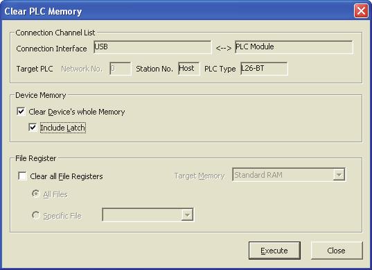 (b) Data in the latch clear operation disable range (Latch (2) Start/End) and in the file register Perform any of the following. Perform the data clear operation using the display unit.