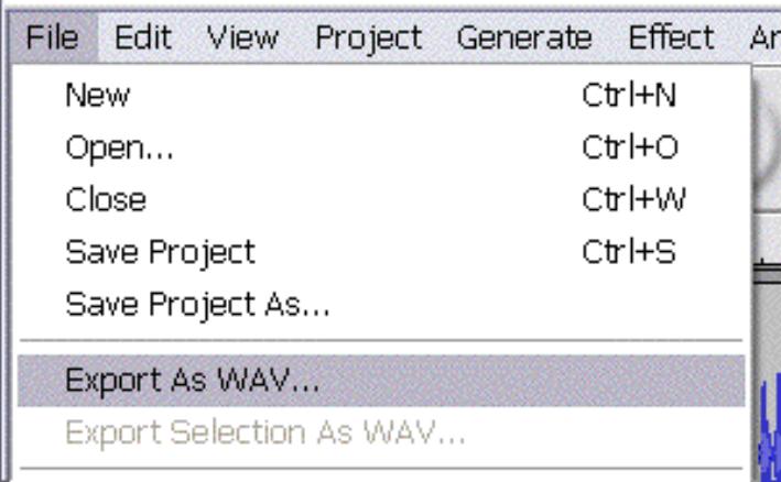 Exporting your entire project as a WAV file If you d like to create a high quality archive of your podcast, it is best to export as a WAV file.