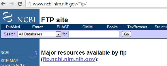 NCBI ftp site : Connect to NCBI ftp site: lftp ftp.ncbi.nih.gov The prompt will change to: lftp ftp.ncbi.nih.gov:/> After > you can type in command and hit enter: lftp ftp.