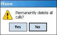 4-16 MC70 User Guide Figure 4-25 Call History - Tools Menu 4. Select Delete all calls.