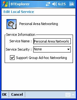 3-28 MC70 User Guide Personal Area Networking Service Personal Area Networking hosts a Personal Area Network which allows communication with