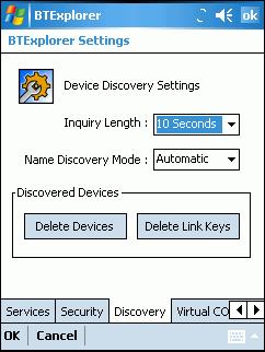 3-30 MC70 User Guide Figure 3-46 BTExplorer Settings - Discovery Tab Inquiry Length Name Discovery Mode Discovered Devices Sets the amount of