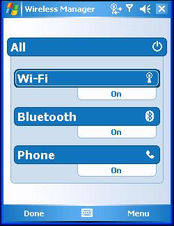 4-4 MC70 User Guide Figure 4-4 Wireless Manager To toggle on or off the phone, tap blue Phone bar.