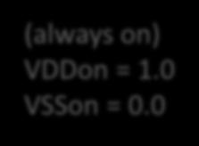 Validation UPF (always on) VDDon = 1.0 VSSon = 0.0 VDD RETN (switchable) VDDsw = 1.0 VSSsw = 0.