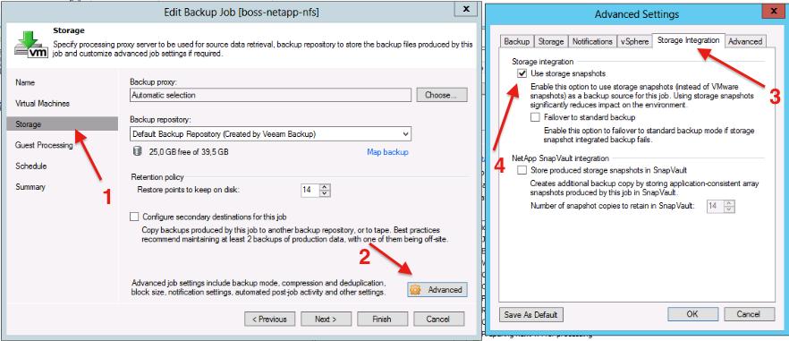 Once you have the correct infrastructure in place, you can simply edit an existing job or create a new one in order to enable Backup from Storage Snapshots (Figure 24).