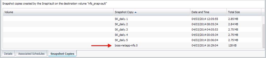 The temporary snapshot is added to SnapVault before it s deleted. The final result is an additional restore point in SnapVault.