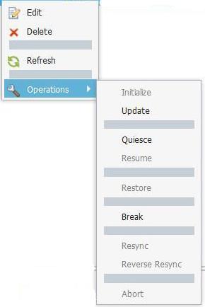 Figure 38 shows all available operations that can be performed in the System Manager context menu.