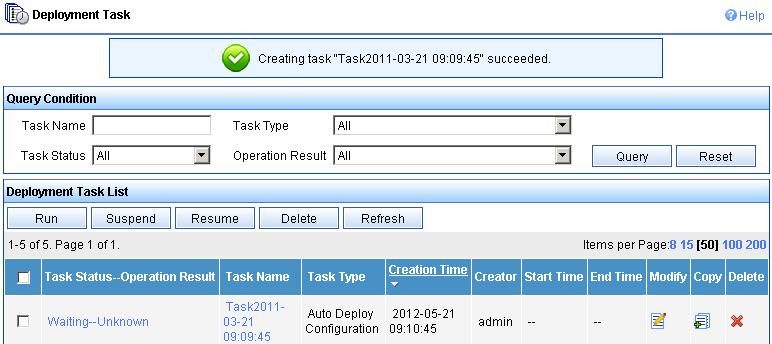 Add a deployment task for devices in equipment room B in the same way you add the deployment task for the devices in equipment room A.