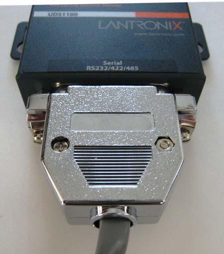 2) Connect the remaining end of the T-15050095 connector to the RS-232 Port of the Lantronix Device