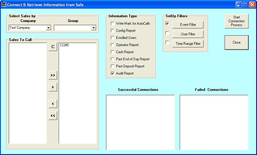 5) Once you have chosen the information types and filters, select the Start Connection Process button at the top right of the window