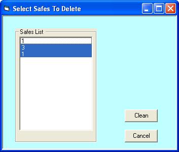 selected the safes you want to delete, select the Clean option to erase them from the database (Fig. 10.6). Fig 10.6 10.