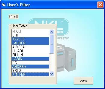 11.2 Users Filter The User filter allows you to filter out specific User s information.