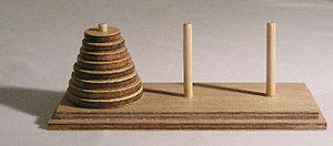 Towers of Hanoi In the Towers of Hanoi game, there are three pegs and n rings of different sizes.