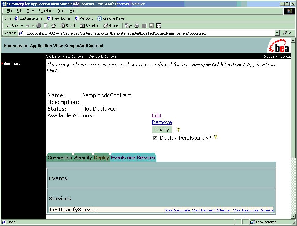Undeploying an Application View Figure 2-21 Undeployed
