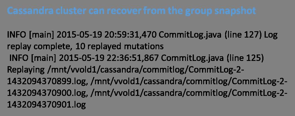 the recovery of two non-trivial database applications: PostgreSQL [21] and Apache Cassandra [8], both of which use a write ahead log [114] for application level recovery.