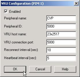 Set the VRU connection port field value to 5000.