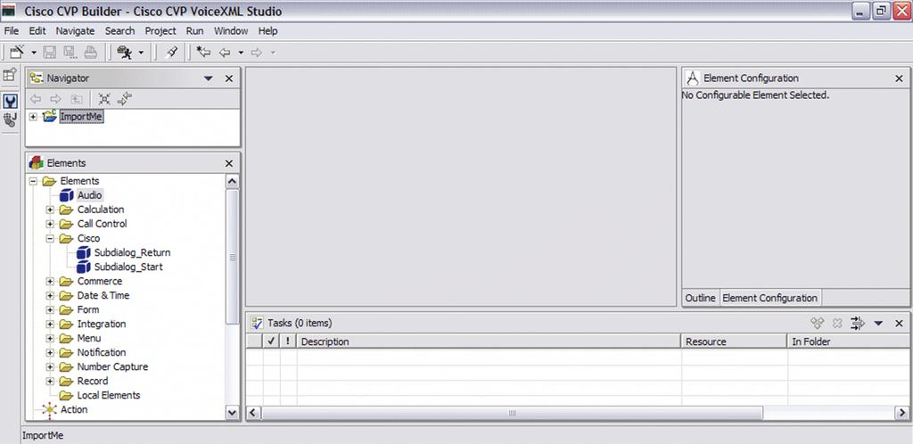 Figure 4-30 Navigator pane showing newly imported project It is important to note that importing a project into studio only makes the contents of the project viewable from within studio.