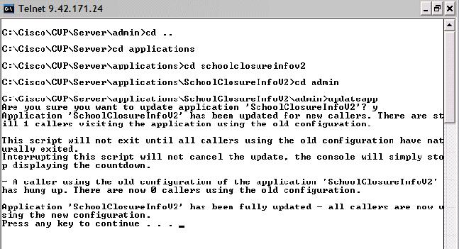 Figure 4-95 Administering an application using the updateapp command deployapp Occasionally an application must be deployed explicitly using an administrative script.