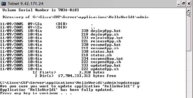 Figure 4-96 updateapp command Figure 4-97 shows an example of running one of the global administrative scripts.