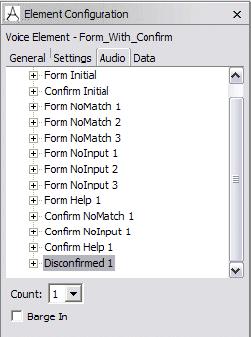 Audio Group Name Found Under Purpose Our TTS Text Confirm NoInput* Form Data Confirm Played when response to the confirmation prompt (Confirm Initial) does not match an entry in our confirmation
