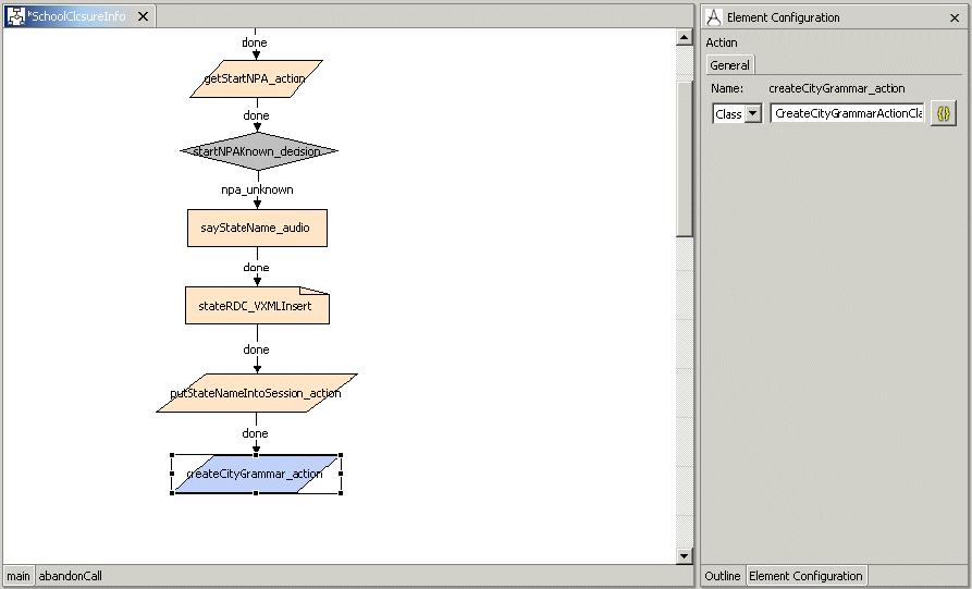 Figure 4-193 SchoolClosureInfo: createcitygrammar_action element Example 4-19 shows the source code for the java class.