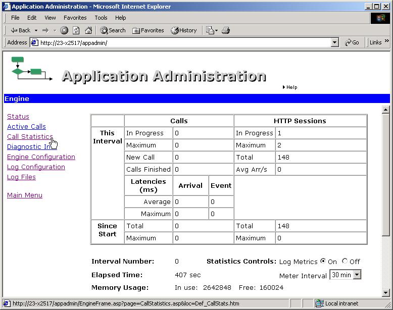 11.Now we can look at the Call Statistics page. Click Call Statistics as shown in Figure 3-22.