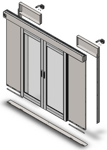Doors Door mounting brackets; flush or offset Self-closing double sliding