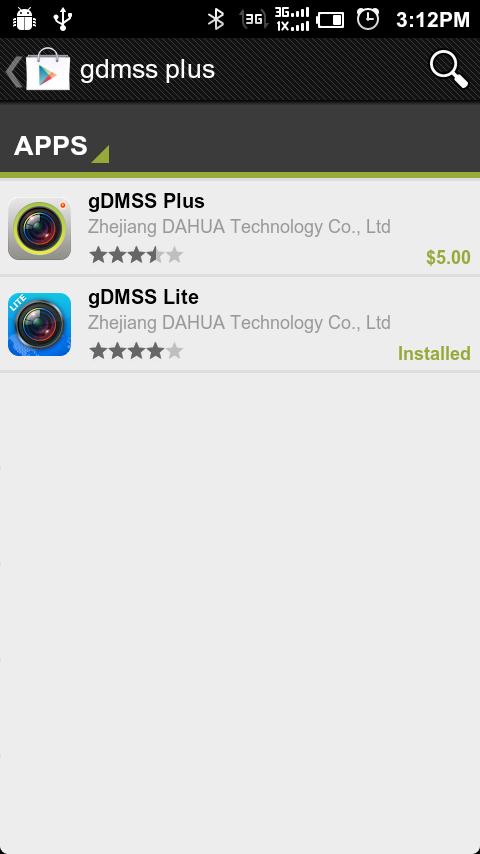 See Figure 2-1. Figure 2-1 In Google Play, search gdmss Plus.
