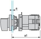 Dimensions Drawings Operating Head and Body with Plastic Base Front Mounting by Ø 22 mm/0.