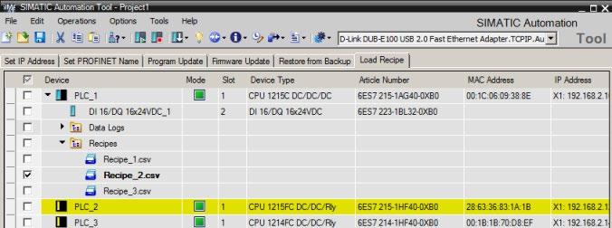 Tool operations 4.11 Upload, add, replace, and delete Recipes in CPUs Uploading or deleting recipe files To upload or delete recipe files from a CPU, follow these steps: 1.