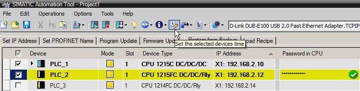 Tool operations 4.19 Set time in CPUs 4.19 Set time in CPUs Set time in CPUs to current PG/PC time The Time button sets the time for selected CPUs to your current PG/PC time.