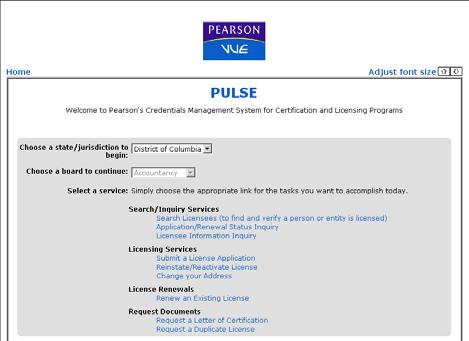 1. From the PULSE Portal Services menu, select under the License Services subhead. 2. On the screen, select Business or Individual by clicking the appropriate link highlighted in blue. 3.