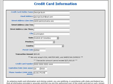 Click Continue when finished. 16. Verify your credit card information and click Submit Credit Card Info to submit your license application to the OPLD for processing.