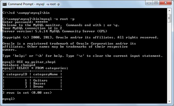 A command-line client Murach's PHP and MySQL,