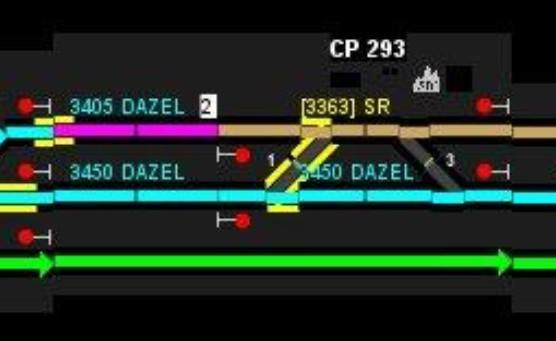 The Reality The Dispatcher's view of CP-293 As far as I can tell from the information that I have, this train is westbound so we are probably looking at the middle set of signals that protect