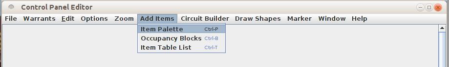 Add Items To add items to our new panel select 'Add Items' then click on 'Item Palette'