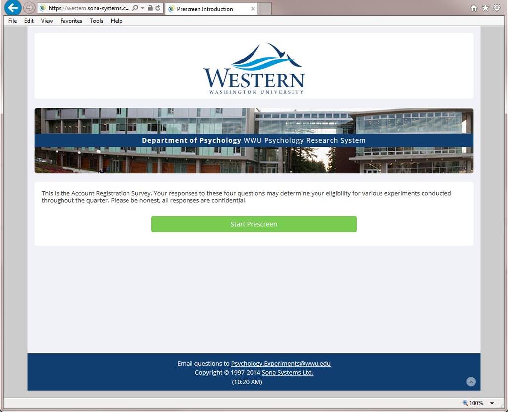 2. You will receive an email confirmation with an automated password. You can now go back to the system homepage (http://western.sona-systems.