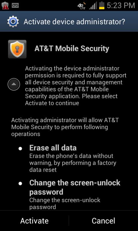 7: Download and Install AT&T Mobile Security (AMS) Note: If you are not prompted to install AMS at this point, please skip to Section 9: Configure VPN.