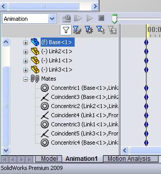Automatic Creation of internal joints from SolidWorks Assembly Mates The motion of the mechanism is fully defined by the SolidWorks mates.