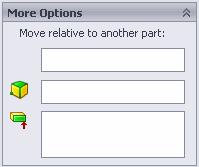 The last three fields under More Options are used to change the default motor location, to specify whether the motion is prescribed with respect to another moving component, and to specify the load