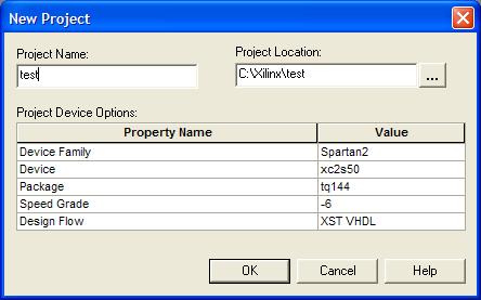 3. You must create a new project, if you have not done this step before. From the Xilinx Project Navigator main menu select File > New Project. The window displayed below will be displayed.