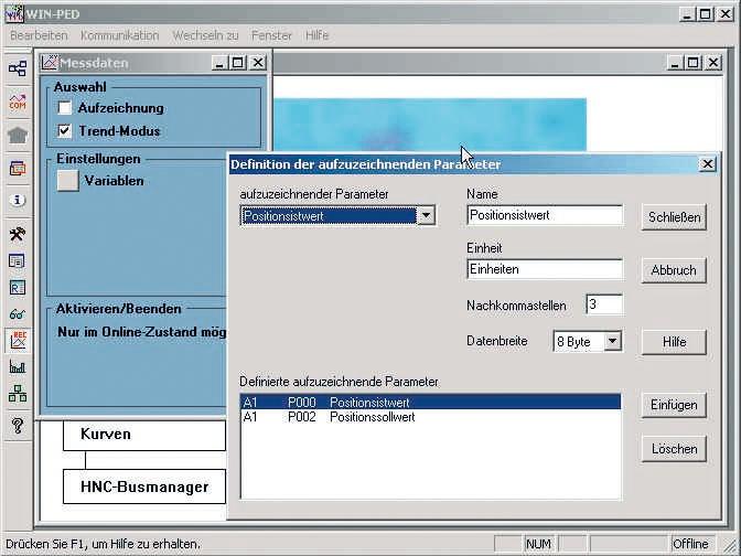 programming of the HNC100-3X is carried out on a PC using Rexroth Software WIN-PED 6.