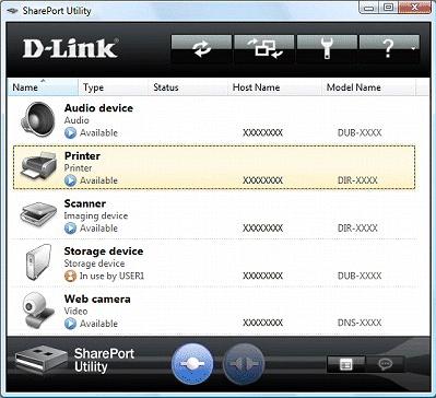 SharePort Plus Utility Click the SharePort Plus icon in the system tray or click Start > (All) Programs > D-Link > SharePort Plus Utility > SharePort Plus Utility