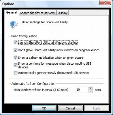 SharePort Plus Utility Option Settings This section explains the SharePort Plus Utility optional settings.