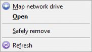Physically uplugging a network storage device: When unplugging a network storage device, it first needs to be stopped via the Safely remove menu on SharePort Plus Utility.