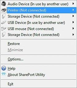The following buttons are used to control the USB devices: Connect Disconnect Request Use Properties Connects to the selected USB device. Disconnects from the selected USB device.