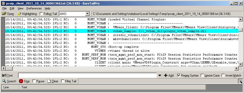 Running the PCoIP Virtual Channel Plug-In within a PCoIP Session After installing the plug-ins on both the agent and client, open a PCoIP session between the endpoints.