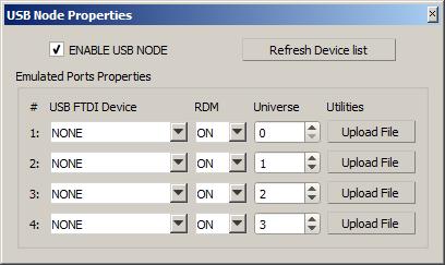 Main Toolbar Menu Buttons Target Ethernet Adapter Button: - Allows for selection of NIC (Network Interface Card) USB Node Properties Button: - When using the ProPlex RDMigo Cable for RDM device