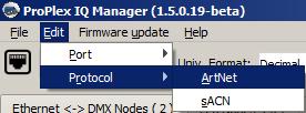 (Art-Net or sacn): Change all node protocols between Art-Net and sacn Firmware Update: Help: - Multi firmware update tool: Running