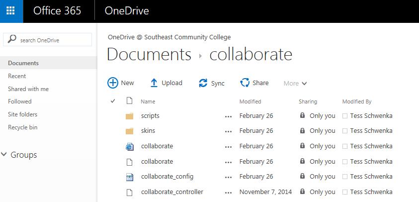 ONEDRIVE FOR BUSINESS ONLINE APPLICATION This sample shows you that I have documents uploaded and saved in my OneDrive For Business.